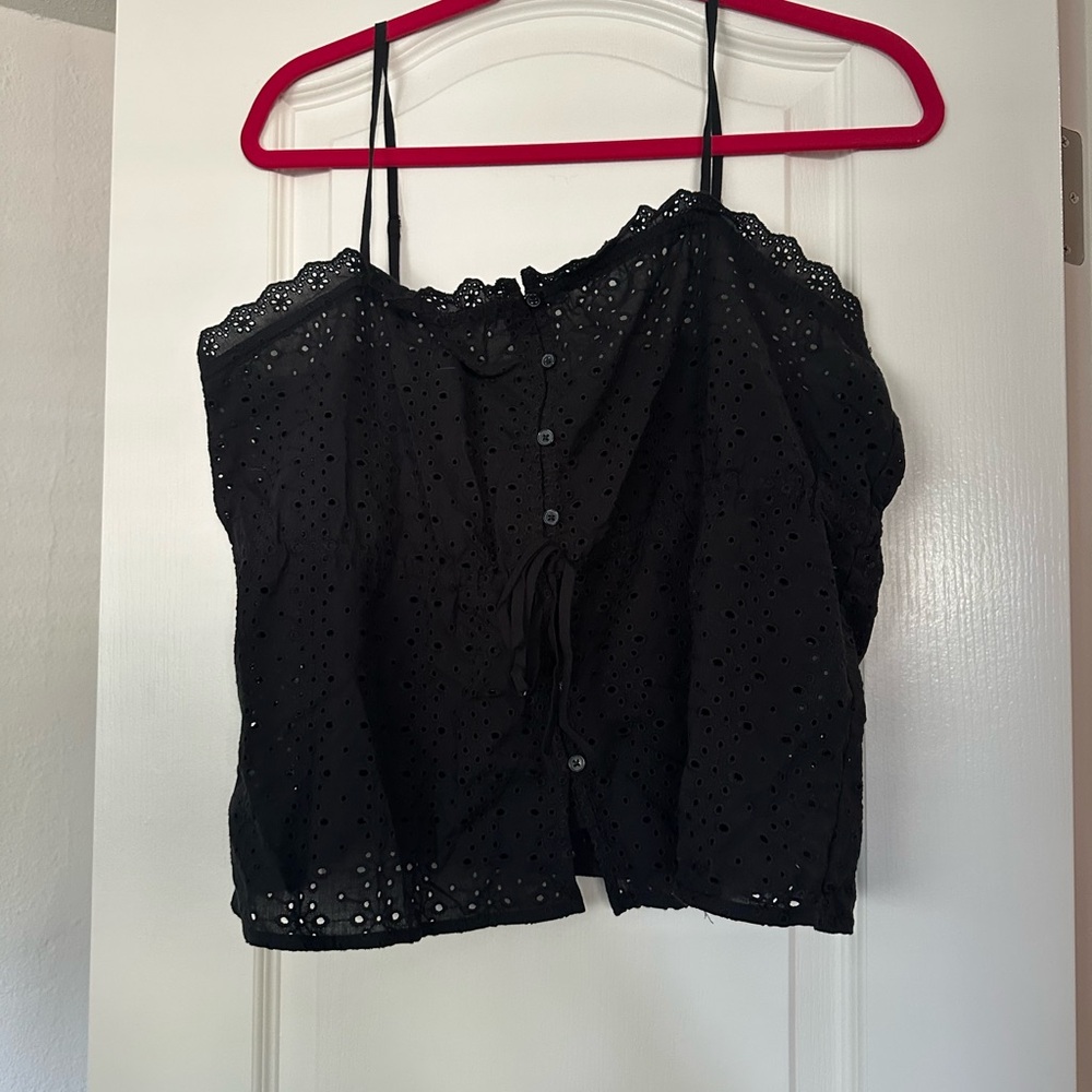 Banana Republic Black Eyelet Women's Top (L) NWT